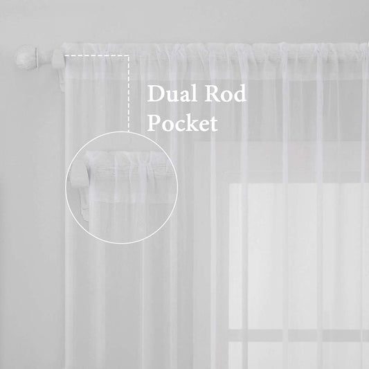 MIULEE 2 Panels White Sheer Curtains for Living Room 54 X 102 Inches