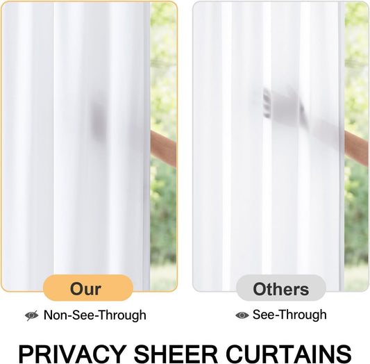 MIULEE Non-See-Through White Sidelight Curtains 2 Panels 26 x 72 inches