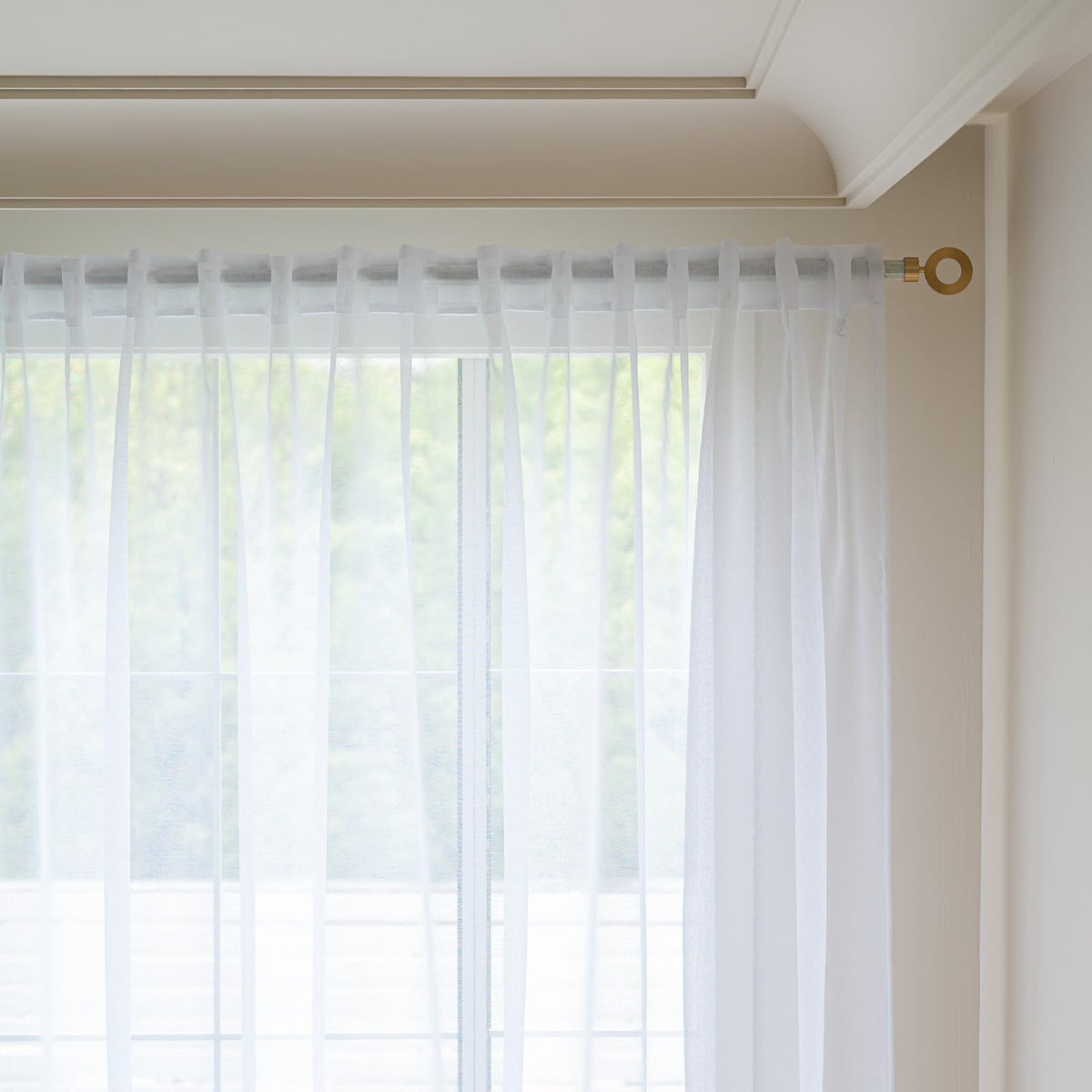 MYSTIC-HOME Sheer Curtains White 63 Inch Length, Rod Pocket Voile Drapes for Living Room, Bedroom, Window Treatments Semi Crinkle Curtain Panels for Yard, Patio, Villa, Parlor, Set of 2, 52"x 63"