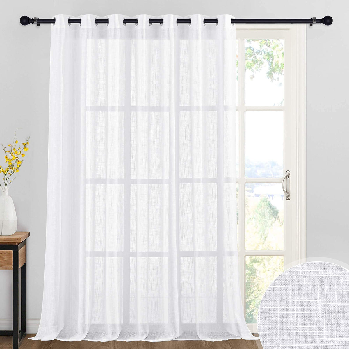 RYB HOME Sliding Patio Door Sheer Curtains, Extra Wide Room Divider Drape