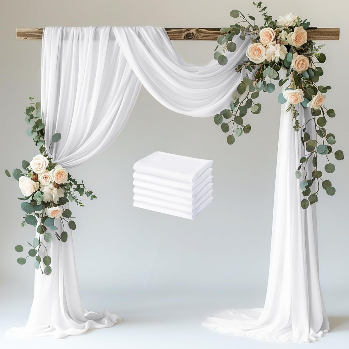 Wokceer White Wedding Arch Draping Fabric Backdrop Drapes Sheer 28.7"x 20FT