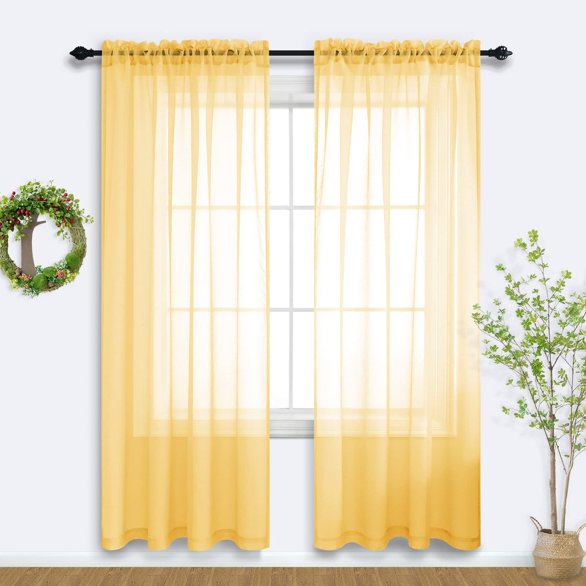 Pitalk Terracotta Curtains 84 Inch Length for Living Room 2 Panel Sets Rod Pocket Sheer Curtains for Living Room Rust Burnt Orange Red