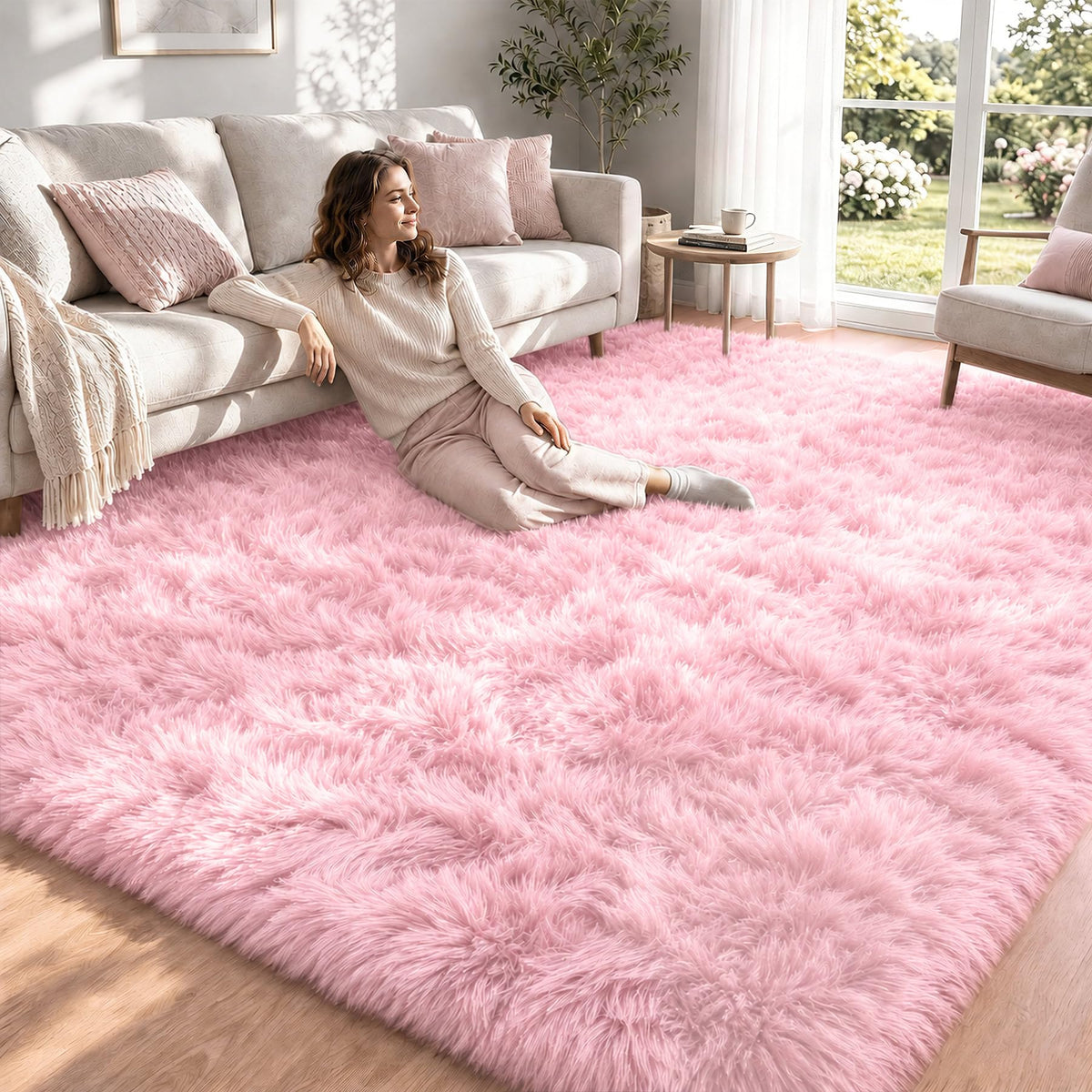 4x6 Area Rugs for Living Room: Soft Black Fluffy Rug Shag Washable Rug Plush Fuzzy Indoor Carpet for Bedroom Nursery Playroom Girls Boys Kids Room (Black, 4'x6')