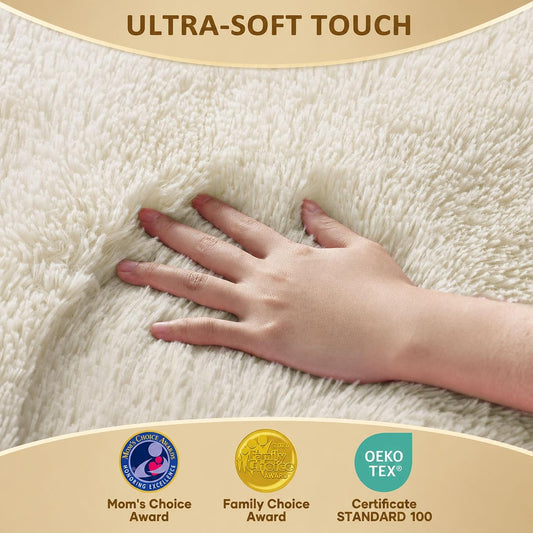 Ophanie 5x7 Area Rugs for Living Room Ivory, Fluffy Shag Large Fuzzy Plush Soft Rug, Shaggy Floor Big Carpets for Bedroom Nursery, Kids Home Decor Aesthetic with Over 99 pcs Pile fibers