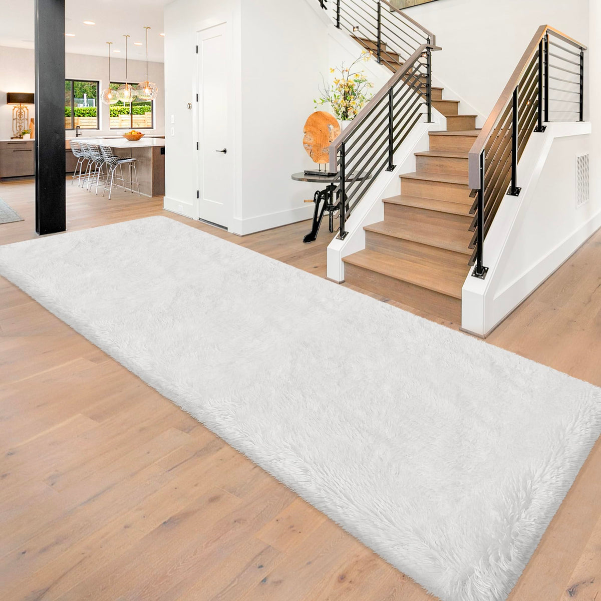 Tie-Dyed Runner Rug for Bedroom Black Grey 2x6ft Fluffy Area Rug Bedside Runner Rug for Kids Room Boys Teens Nursery Baby Living Room Dorm Home Decor Carpets