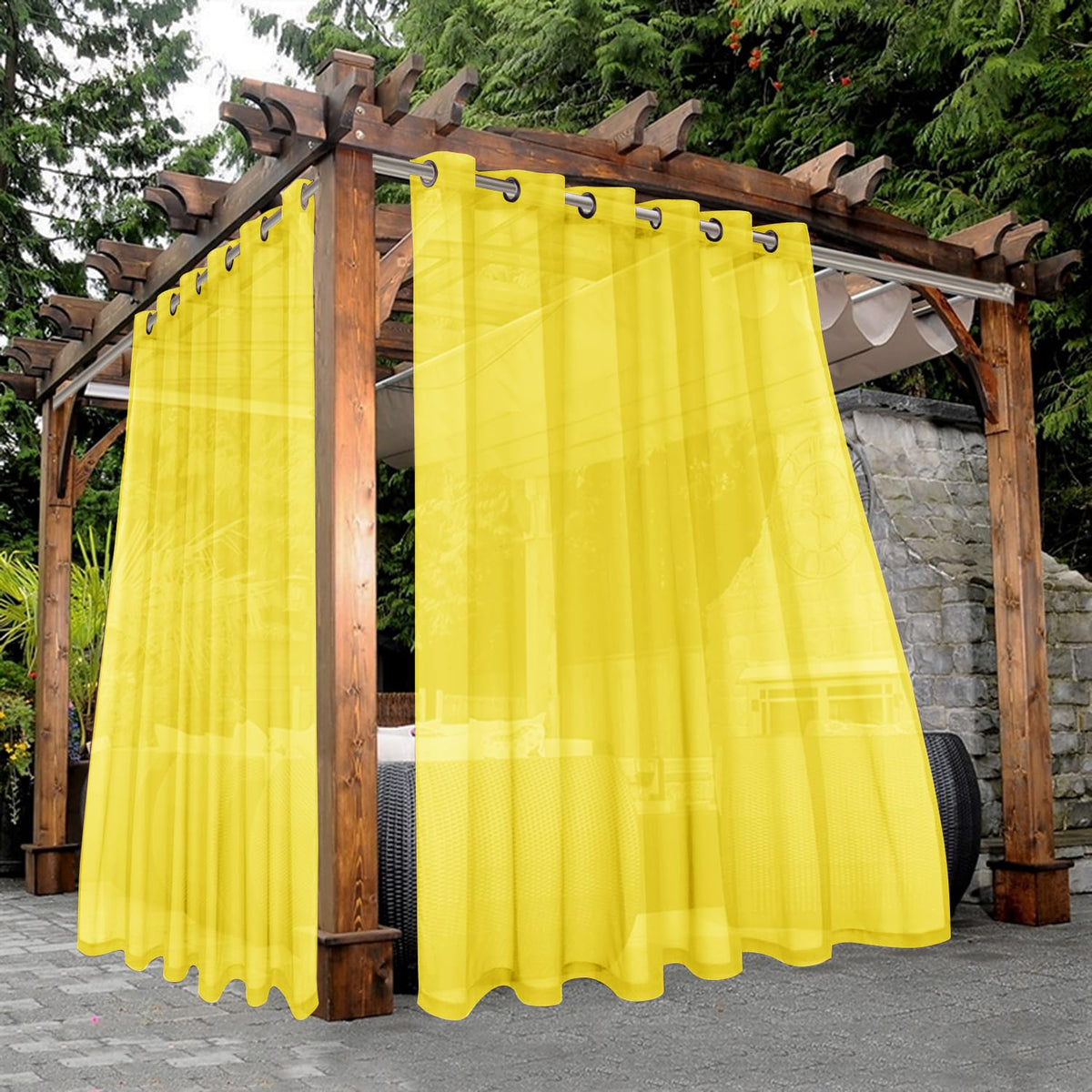 BONZER White Outdoor Sheer Curtains for Patio Waterproof 2 Panels