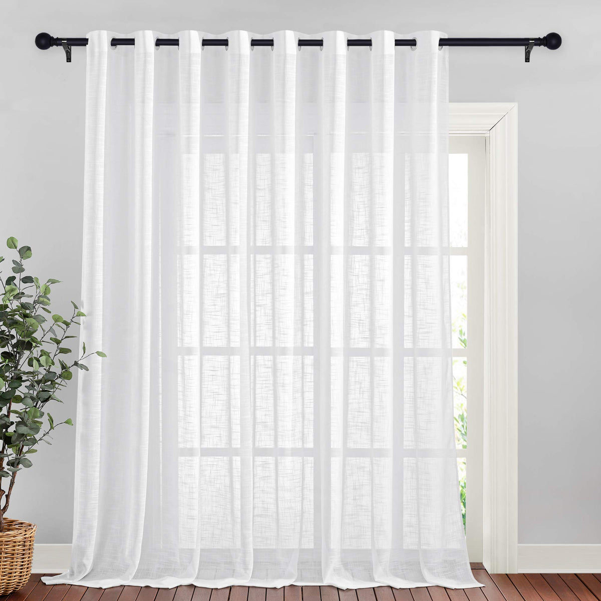 NICETOWN White Sheer Curtains for Windows 84 Inch Length, 52" W, 2 Panels