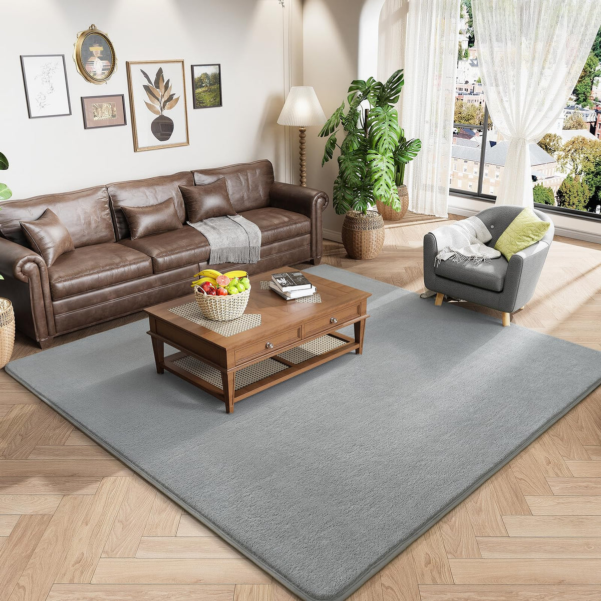 Amearea Modern Area Rugs for Bedroom Living Room, 4x6 Black Memory Foam Rug