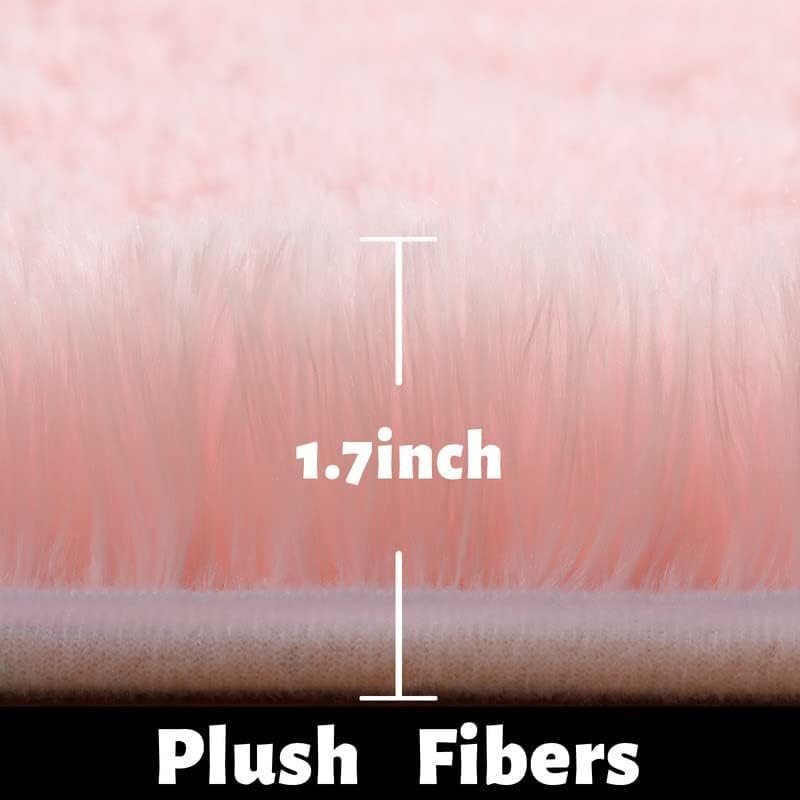 Amdrebio Light Pink Fluffy Fuzzy Area Rug 4x6 for Girls Bedroom Kids Room