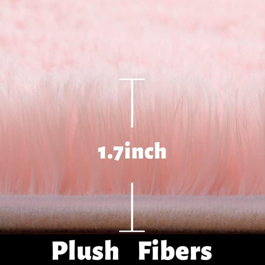 Amdrebio Light Pink Fluffy Fuzzy Area Rug 4x6 for Girls Bedroom Kids Room
