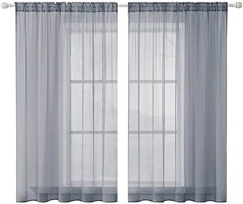 MIULEE 2 Panels White Sheer Curtains for Living Room 54 X 105 Inches