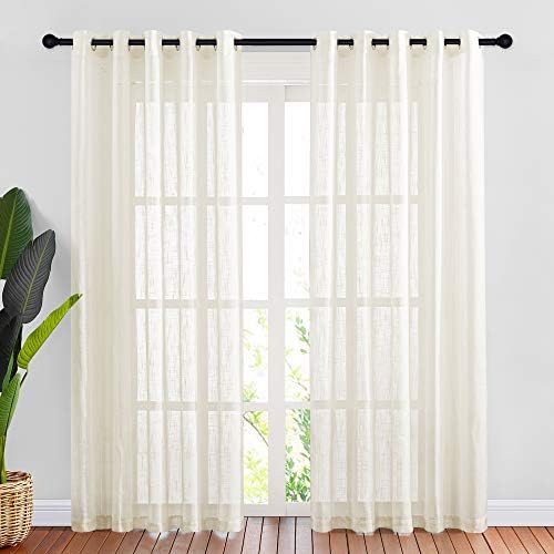 NICETOWN White Sheer Curtains for Windows 84 Inch Length, 52" W, 2 Panels