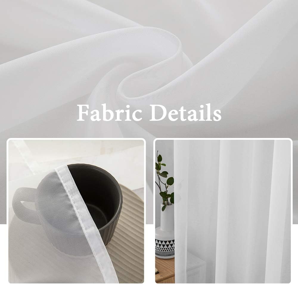 MIULEE 2 Panels White Sheer Curtains for Living Room 54 X 102 Inches