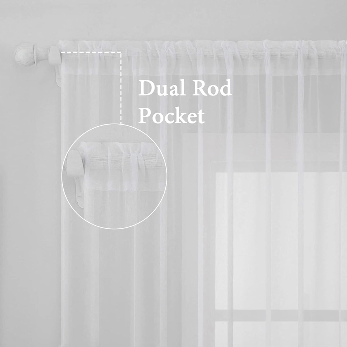 MIULEE 2 Panels White Sheer Curtains for Living Room 54 X 105 Inches