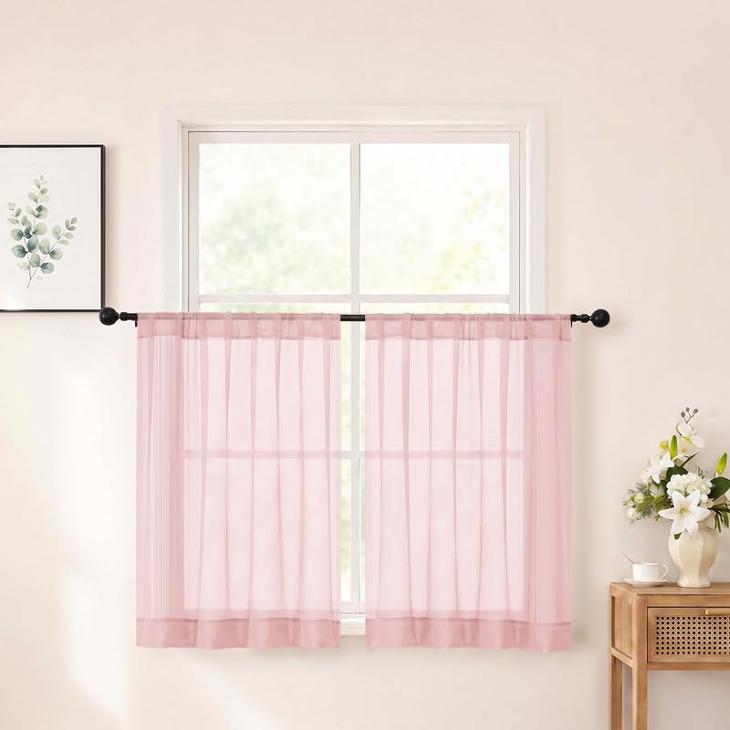 Chyhomenyc White Sheer Curtains 84 inch Long for Living Room, 2 Panels