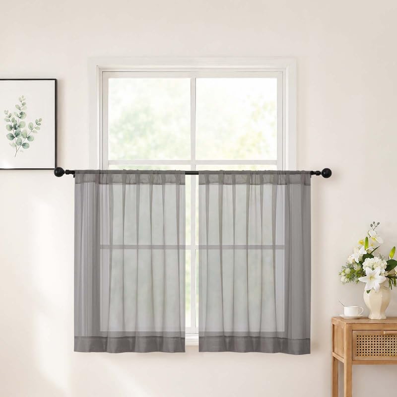 Chyhomenyc White Sheer Curtains 84 inch Long for Living Room, 2 Panels