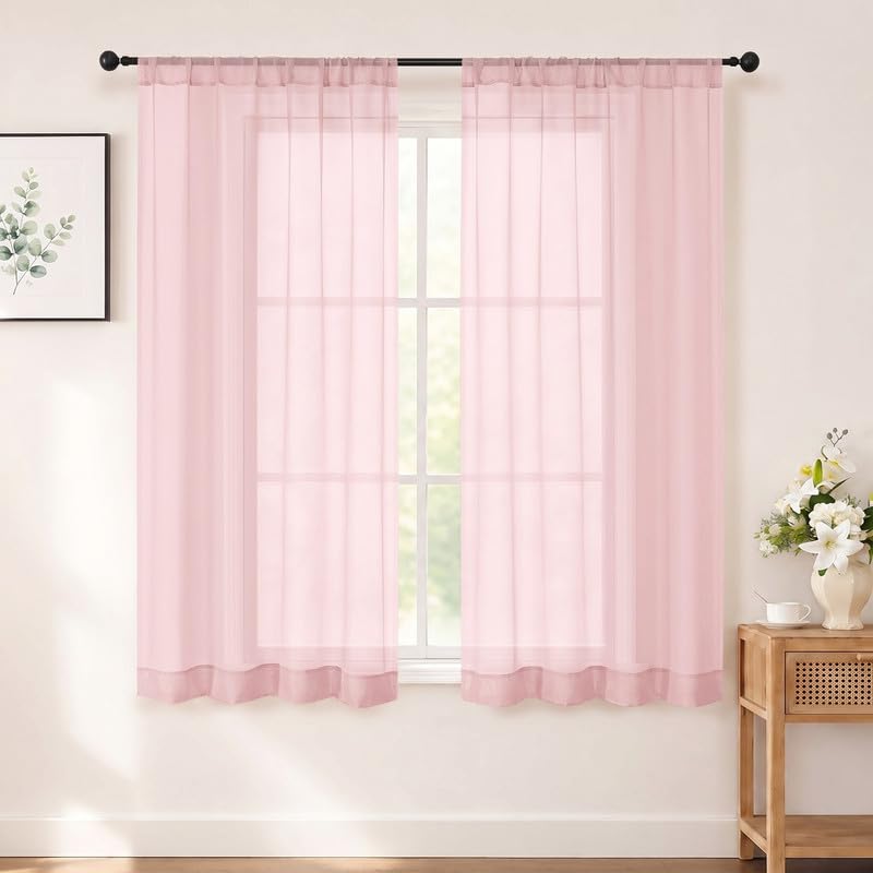 Chyhomenyc White Sheer Curtains 84 inch Long for Living Room, 2 Panels