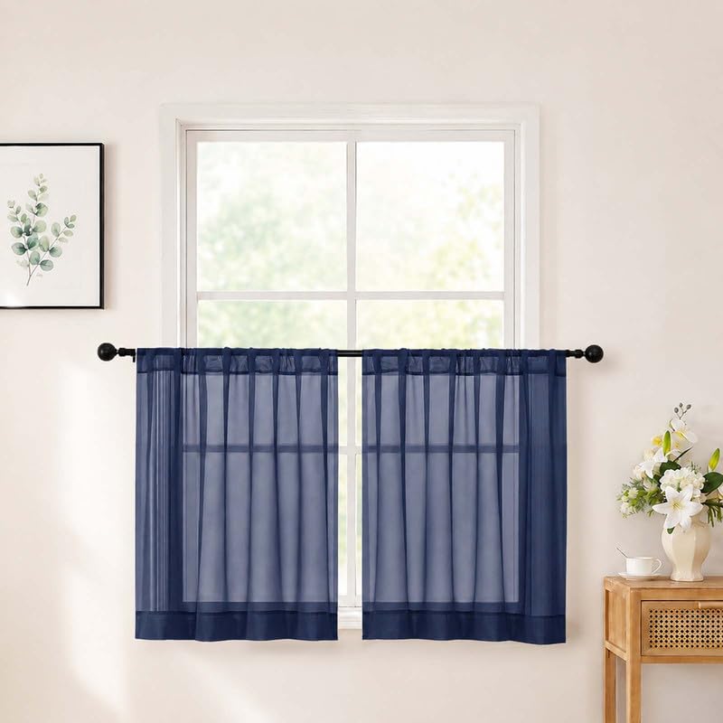 Chyhomenyc White Sheer Curtains 84 inch Long for Living Room, 2 Panels