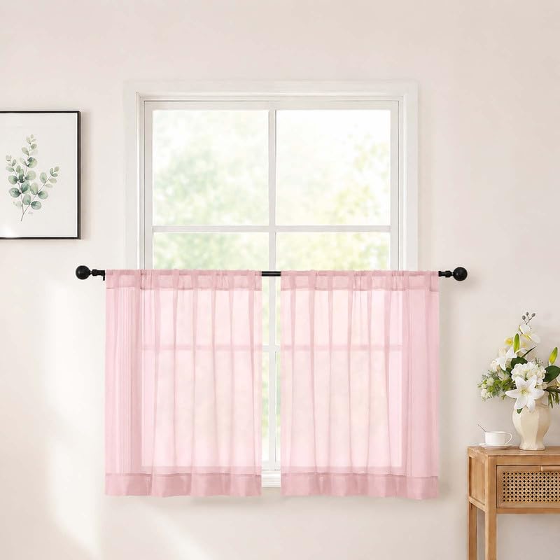 Chyhomenyc White Sheer Curtains 84 inch Long for Living Room, 2 Panels