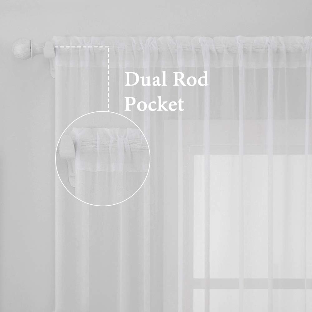 MIULEE 2 Panels White Sheer Curtains for Living Room 54 X 102 Inches