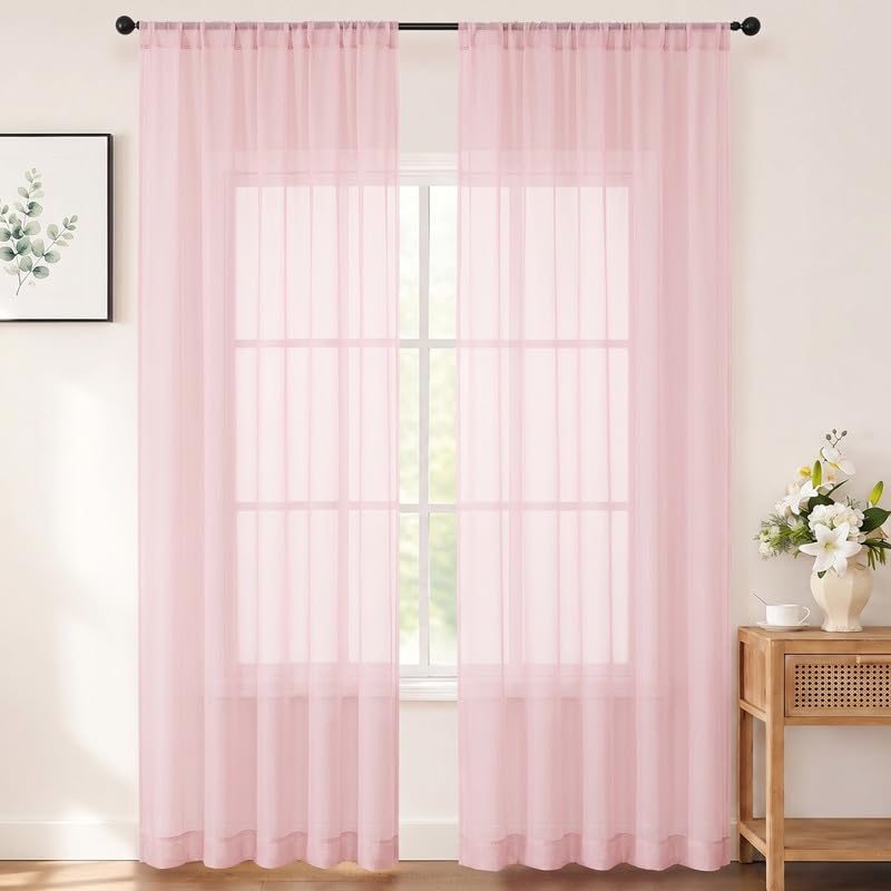 Chyhomenyc White Sheer Curtains 84 inch Long for Living Room, 2 Panels