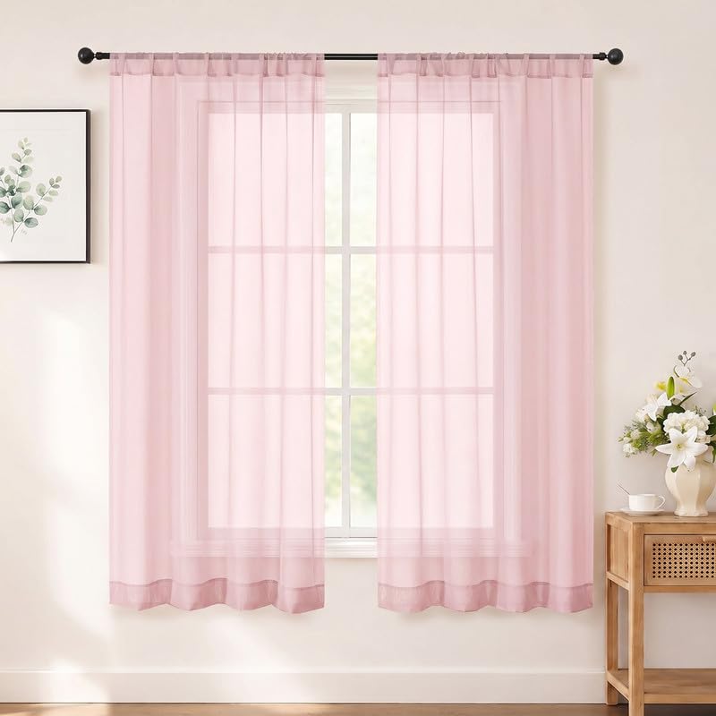 Chyhomenyc White Sheer Curtains 84 inch Long for Living Room, 2 Panels