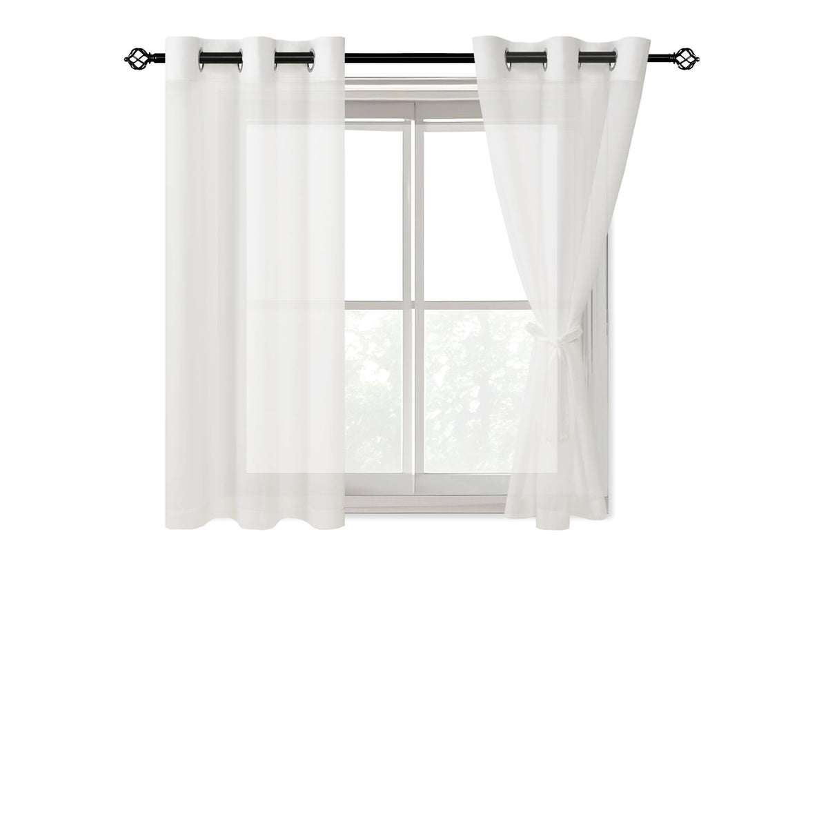 DWCN White Sheer Curtains Linen Look Semi Transparent Voile Grommet White Curtains for Living Dining Room Drapes 52 x 84 Inch Long, Set of 2 Panels