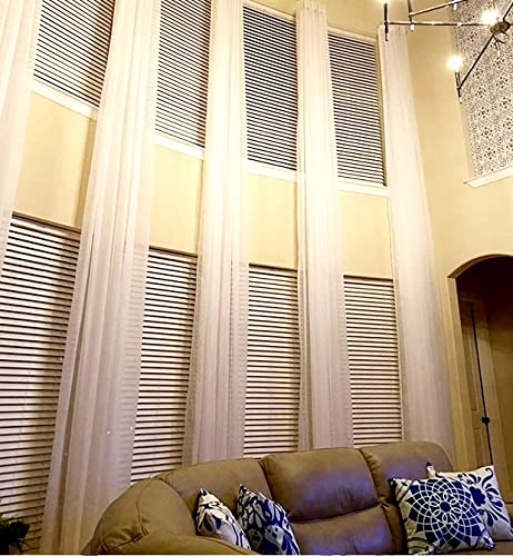 Ikiriska Extra Long Sheer Voile Curtain Sheer Voile with Pocket top (1 Panel) Custom Made (White, 9 ft)