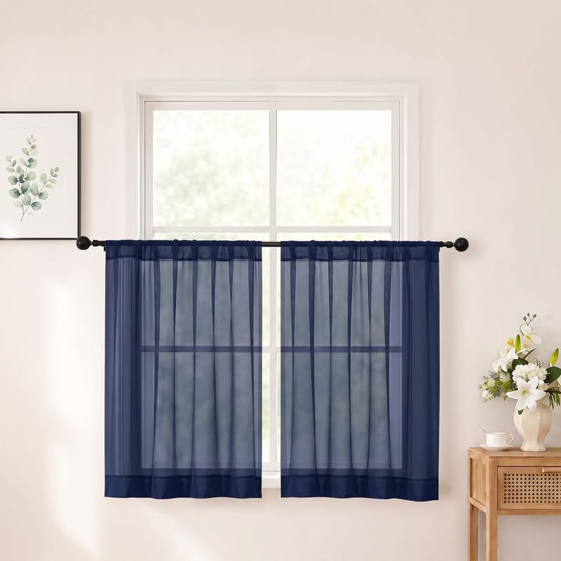 Chyhomenyc White Sheer Curtains 84 inch Long for Living Room, 2 Panels