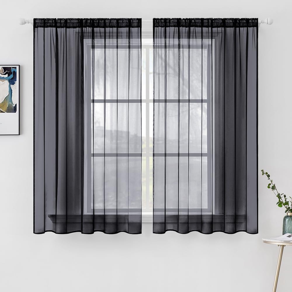 MIULEE 2 Panels White Sheer Curtains for Living Room 54 X 102 Inches