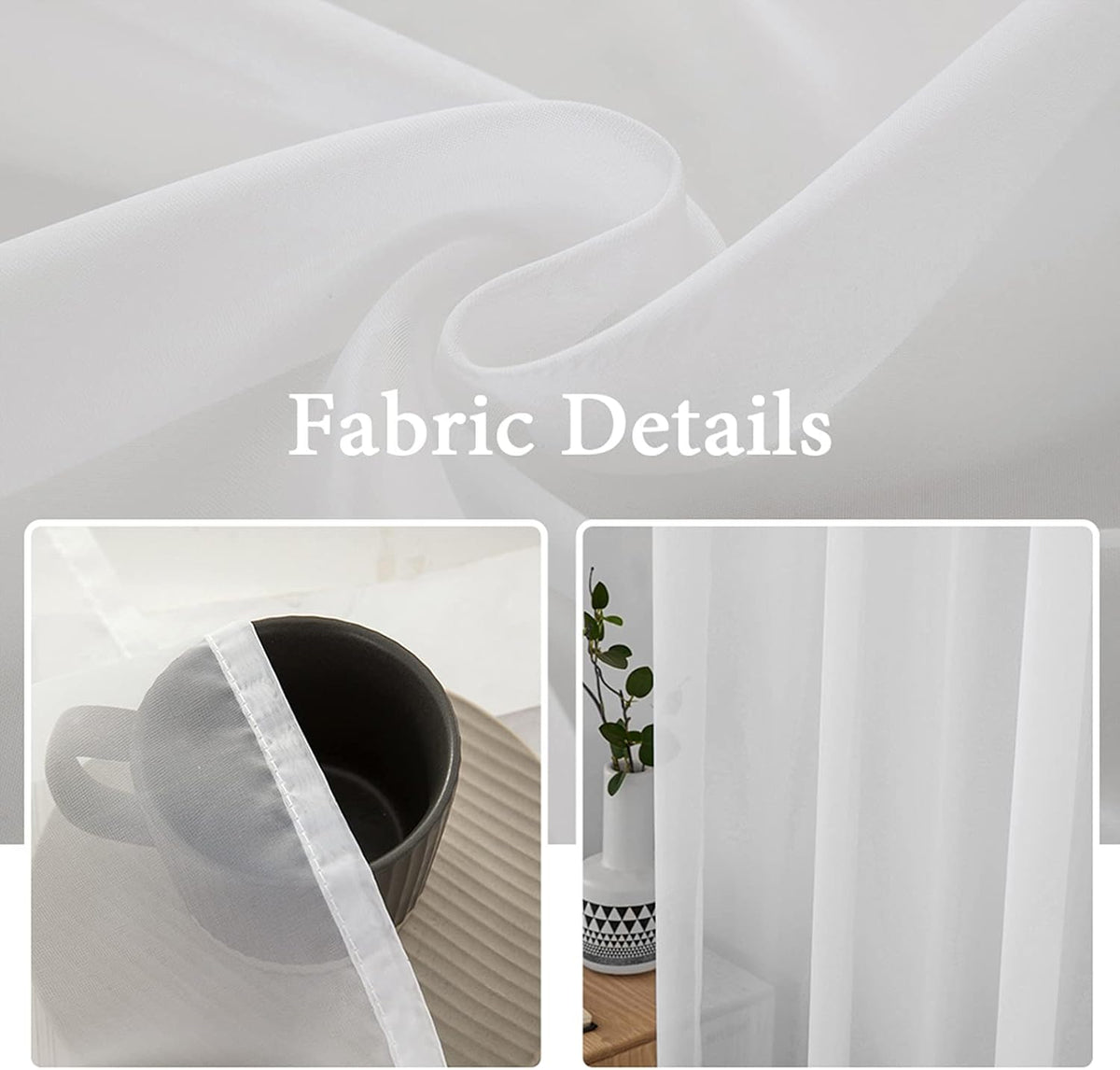 MIULEE 2 Panels White Sheer Curtains for Living Room 54 X 105 Inches
