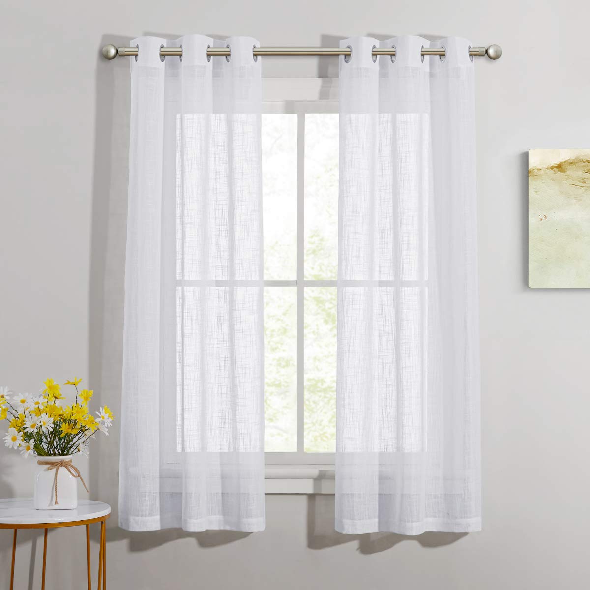 NICETOWN White Sheer Curtains for Windows 84 Inch Length, 52" W, 2 Panels