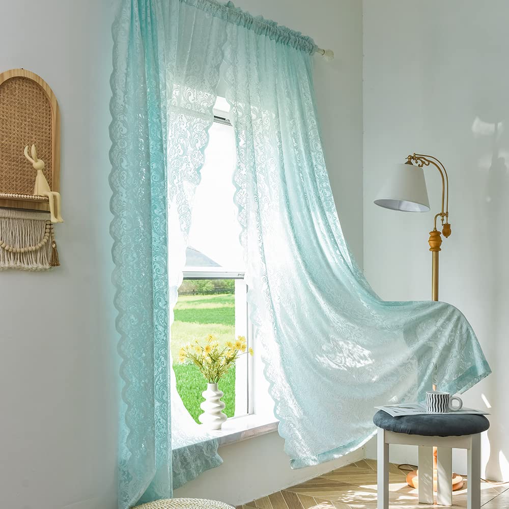 ALIGOGO Black Lace Curtains for Bedroom, Gothic Style, 52W x 63L Inch