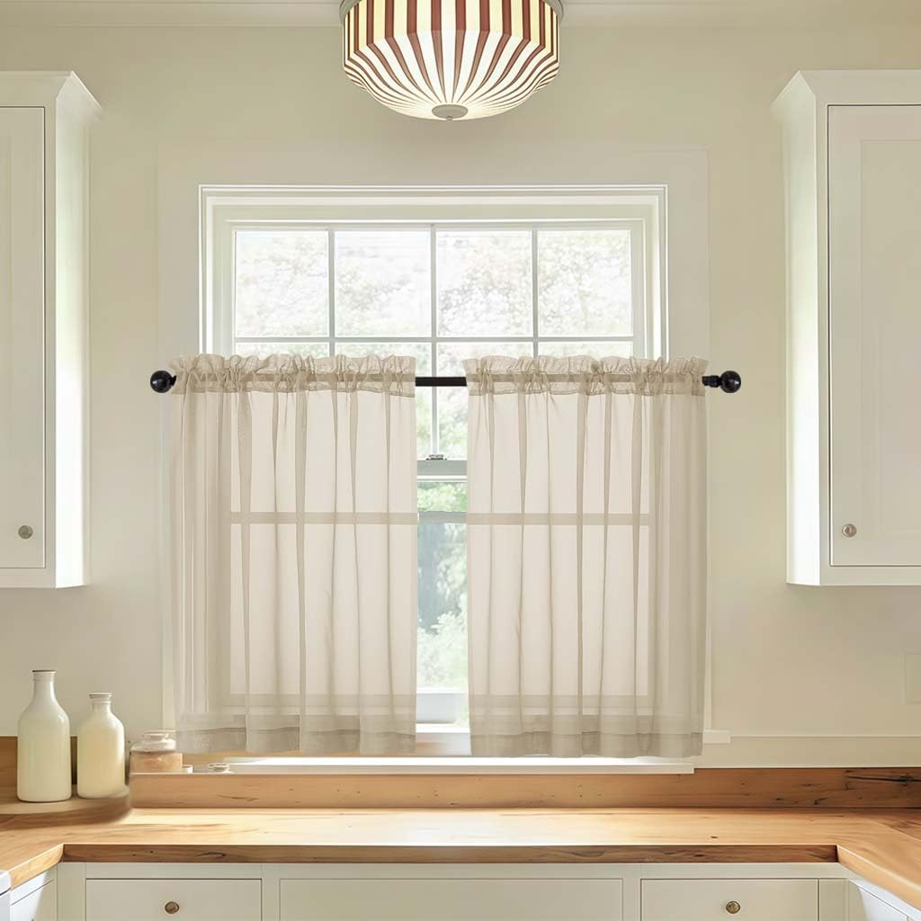 LIVEKID White Sheer Curtains 84 Inches Long 2 Panels - Light Filtering Breathable Voile Textured Sheer Curtains for Bedroom/Living Room, Rod Pocket Soft Elagant & Airy Solid Drapes, W42 x L84