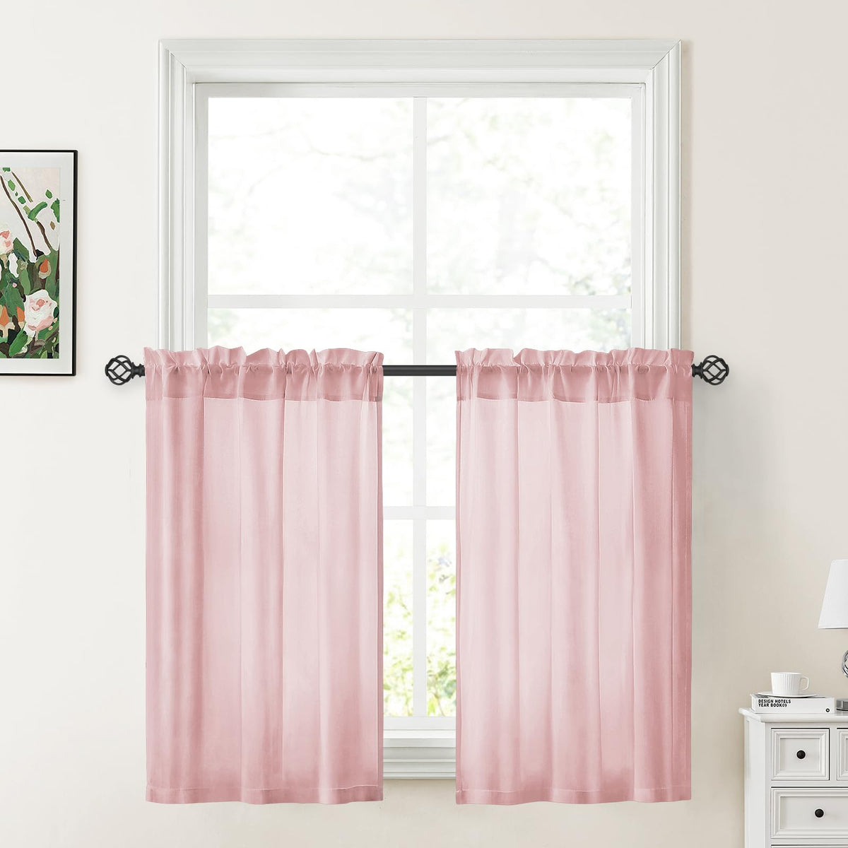 HOMEIDEAS Non-See-Through White Privacy Sheer Curtains, 52 X 96 Inches Long