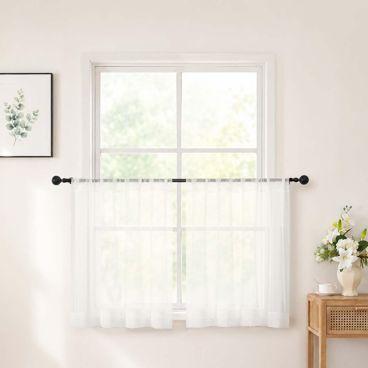 Chyhomenyc White Sheer Curtains 84 inch Long for Living Room, 2 Panels