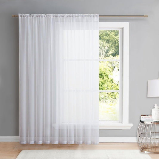 NICETOWN Sheer Curtain for Sliding Door - Extra Width & Length Solid Voile Window Drape Panel for Patio/Living Room (1 Piece, W100 x L108, White)