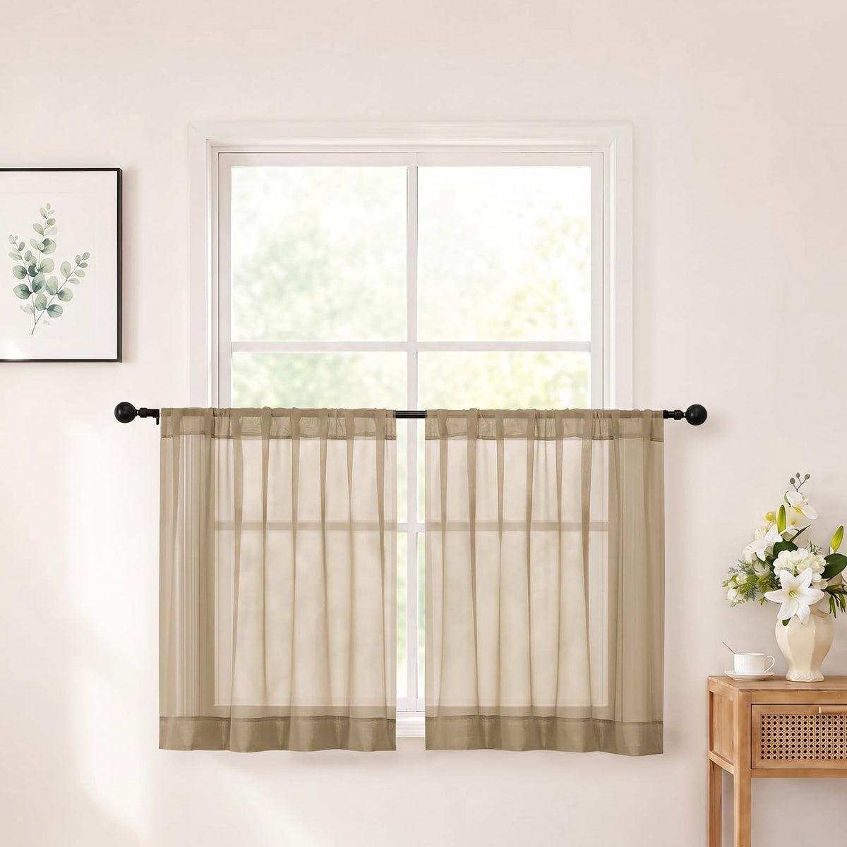 Chyhomenyc White Sheer Curtains 84 inch Long for Living Room, 2 Panels