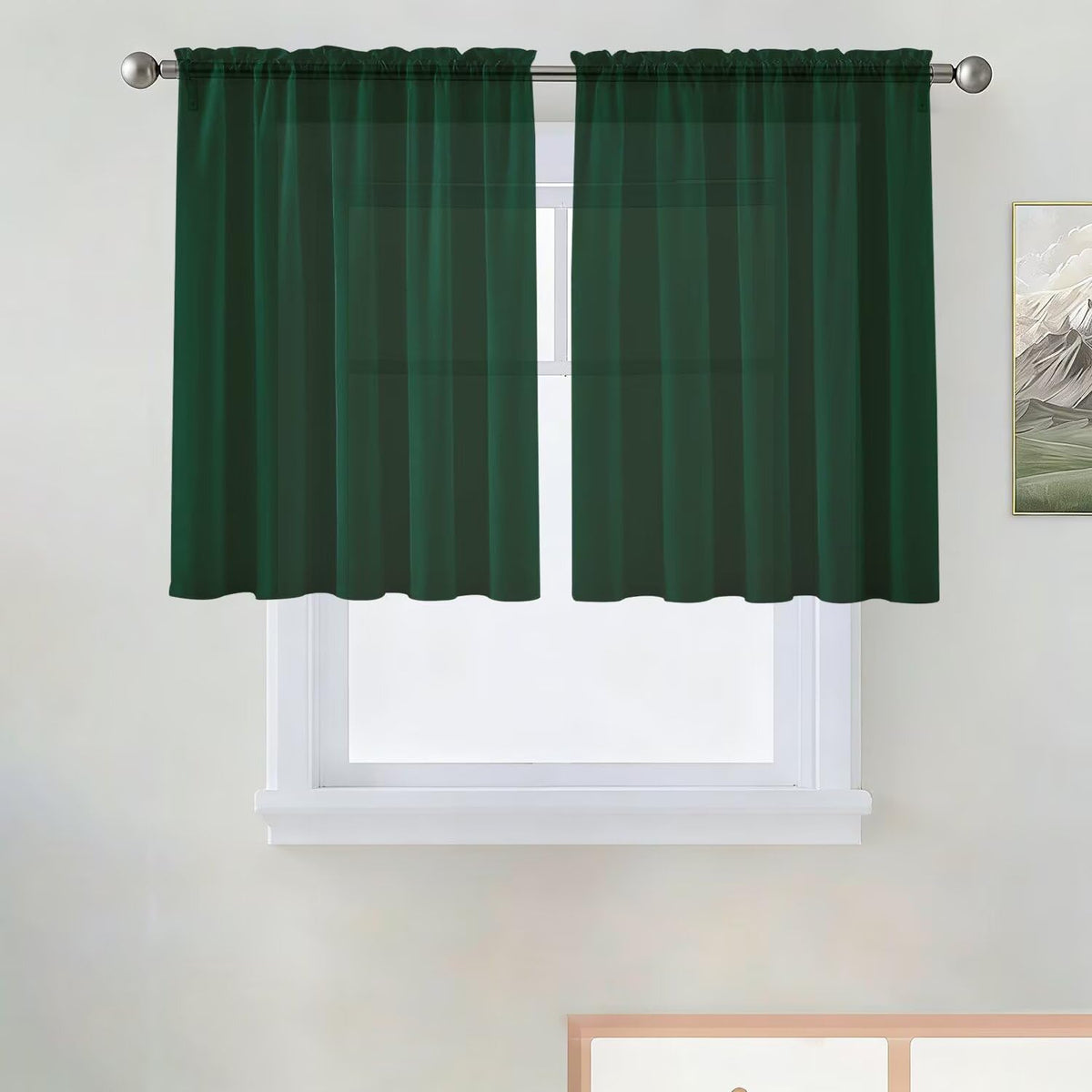 SpaceDresser Basic Rod Pocket Sheer Voile Window Curtain Panels White 1 Pair 2 Panels 52 Width 84 Inch Long for Kitchen Bedroom Children Living Room Yard(White,52 W x 84 L)