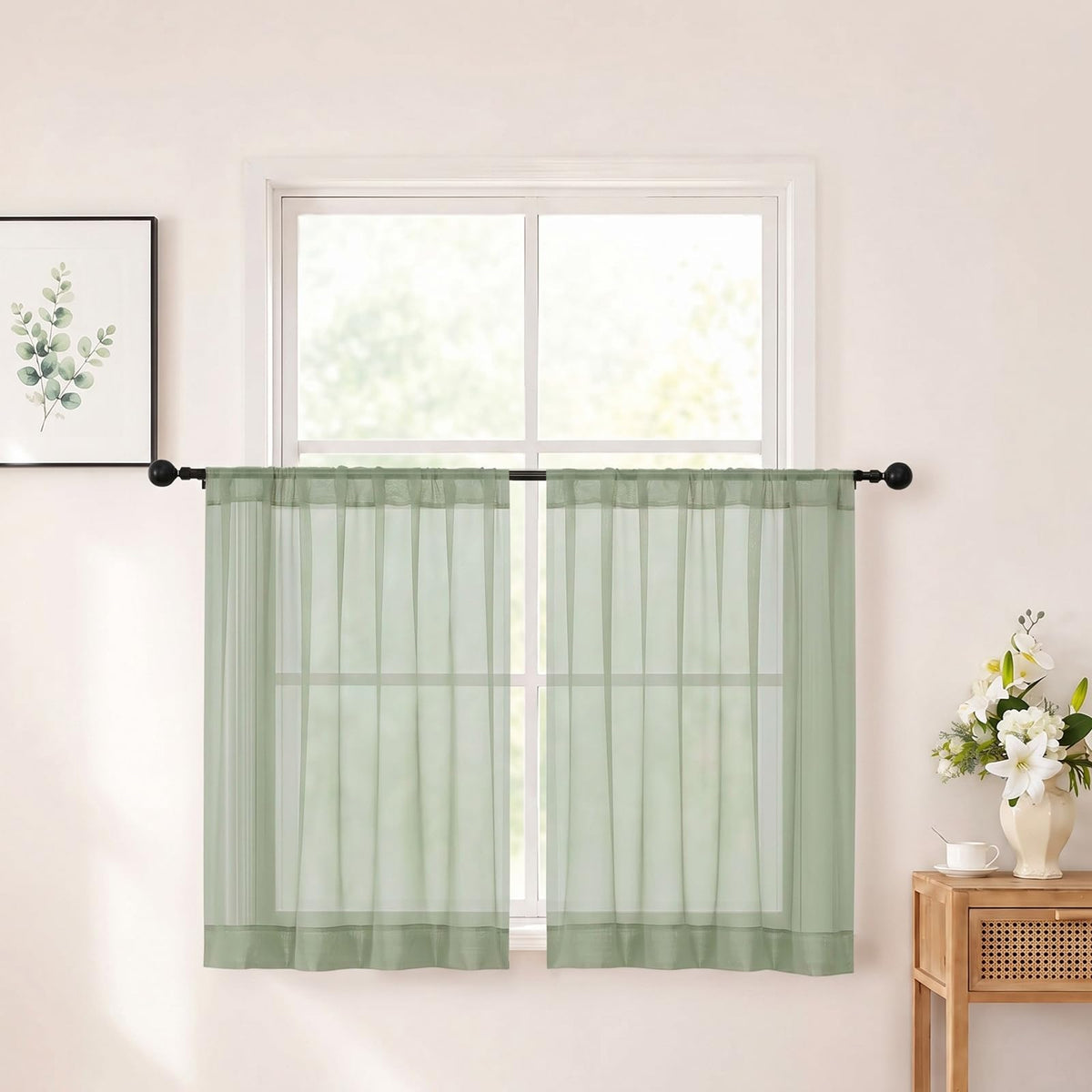 Chyhomenyc White Sheer Curtains 84 inch Long for Living Room, 2 Panels