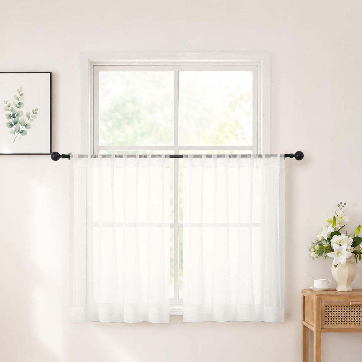 Chyhomenyc White Sheer Curtains 84 inch Long for Living Room, 2 Panels