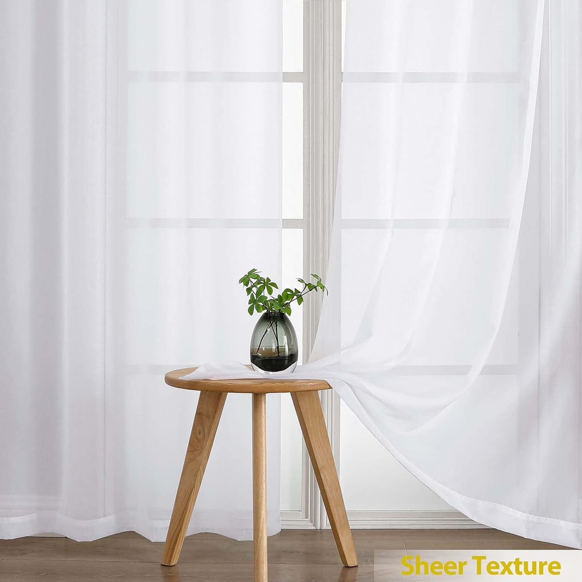 LIVEKID White Sheer Curtains 84 Inches Long 2 Panels - Light Filtering Breathable Voile Textured Sheer Curtains for Bedroom/Living Room, Rod Pocket Soft Elagant & Airy Solid Drapes, W42 x L84