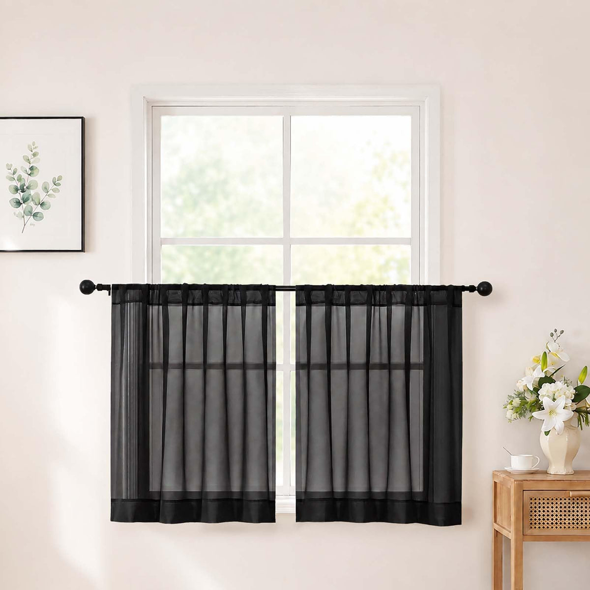 Chyhomenyc White Sheer Curtains 84 inch Long for Living Room, 2 Panels
