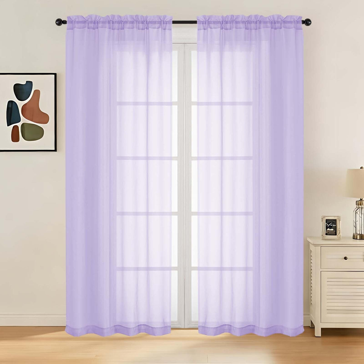 LIVEKID White Sheer Curtains 84 Inches Long 2 Panels - Light Filtering Breathable Voile Textured Sheer Curtains for Bedroom/Living Room, Rod Pocket Soft Elagant & Airy Solid Drapes, W42 x L84