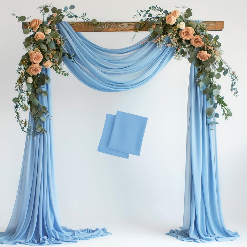 Wokceer White Wedding Arch Draping Fabric Backdrop Drapes Sheer 28.7"x 20FT