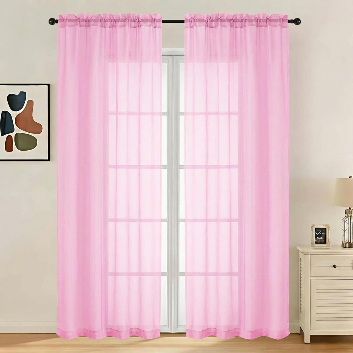 LIVEKID White Sheer Curtains 84 Inches Long 2 Panels - Light Filtering Breathable Voile Textured Sheer Curtains for Bedroom/Living Room, Rod Pocket Soft Elagant & Airy Solid Drapes, W42 x L84
