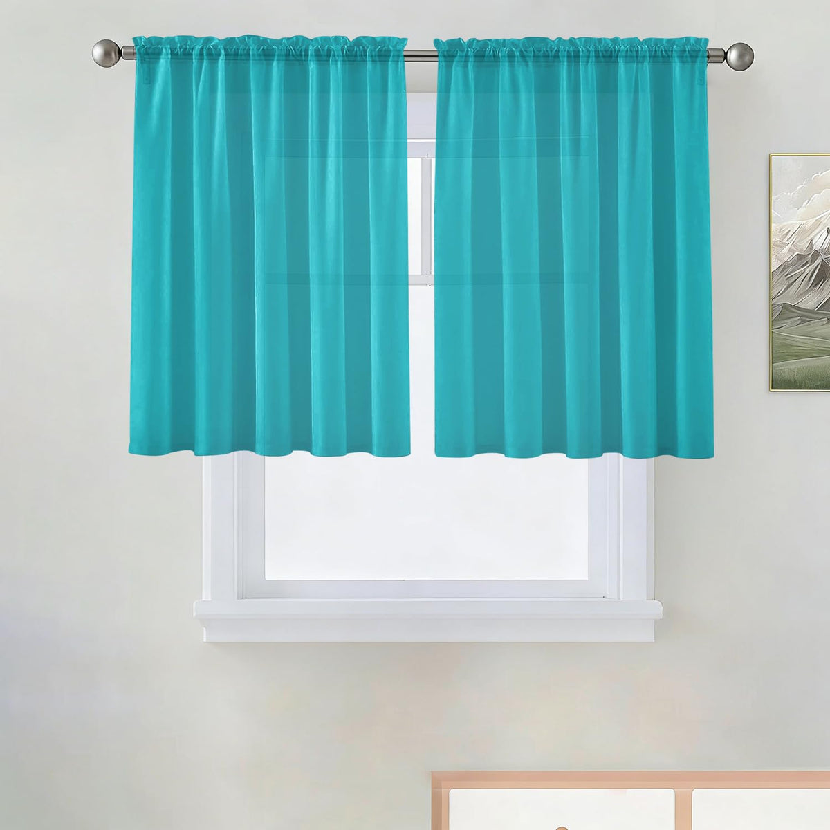 SpaceDresser Basic Rod Pocket Sheer Voile Window Curtain Panels White 1 Pair 2 Panels 52 Width 84 Inch Long for Kitchen Bedroom Children Living Room Yard(White,52 W x 84 L)