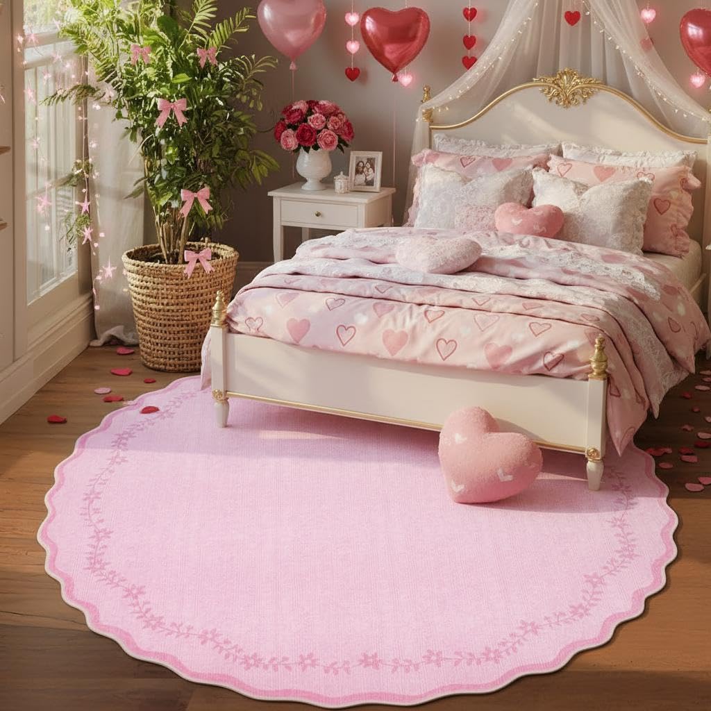 GarveeHome 5x7 Scalloped Area Rug Jute Washable Bedroom Living Room Rug