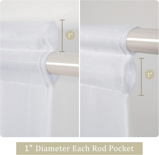 MIULEE White 54 Wide and 72 Inches Length French Door Sheer Curtains