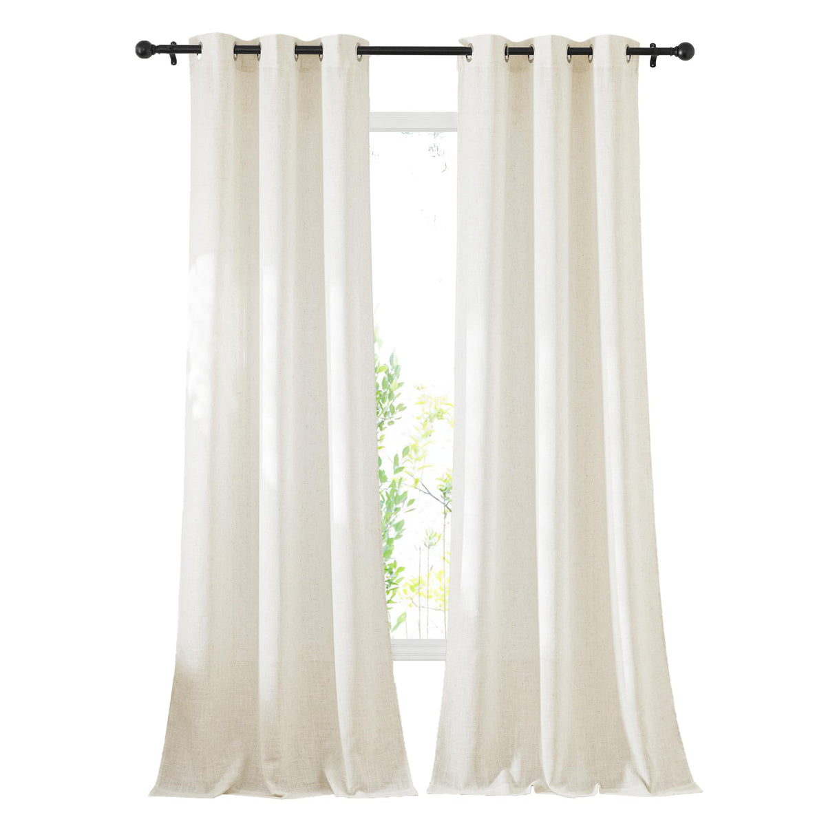 NICETOWN White Sheer Linen Curtains 84 Inch Length 2 Panels Set, W52xL84